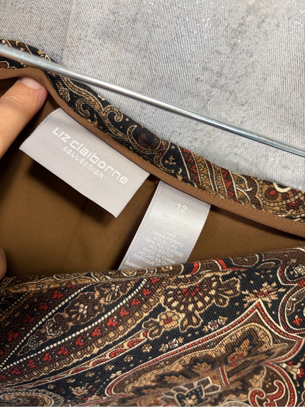 Liz Claiborne Brown Paisley A-Line Maxi Skirt women’s 12 - Picture 10 of 10